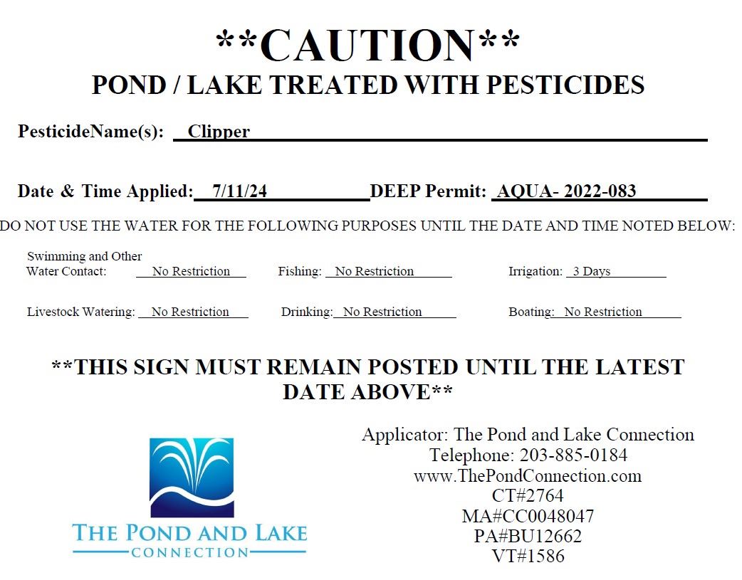 Annual Lake Pesticide Treatment July 11, 2024