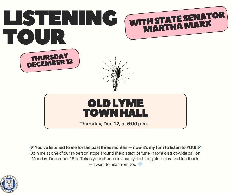 Martha Marx's 2024 Listening Tour Graphic for Old Lyme