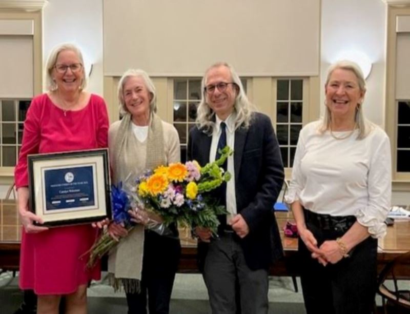2024 Citizen of the Year Carolyn Wakeman with Old Lyme Selectmen; Martha Shoemaker, Jim Lampos and J