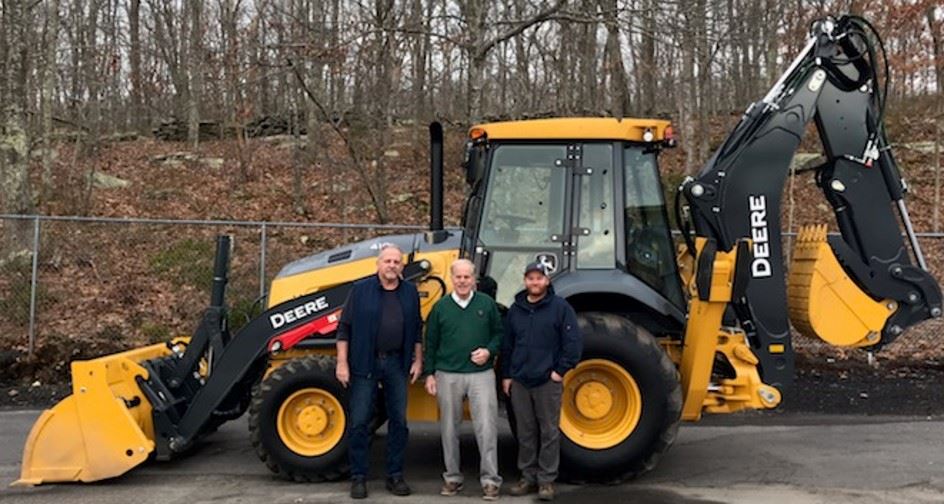 Ed Adanti, Tim Griswold and Ben Carroll with new John Deer Backhoe