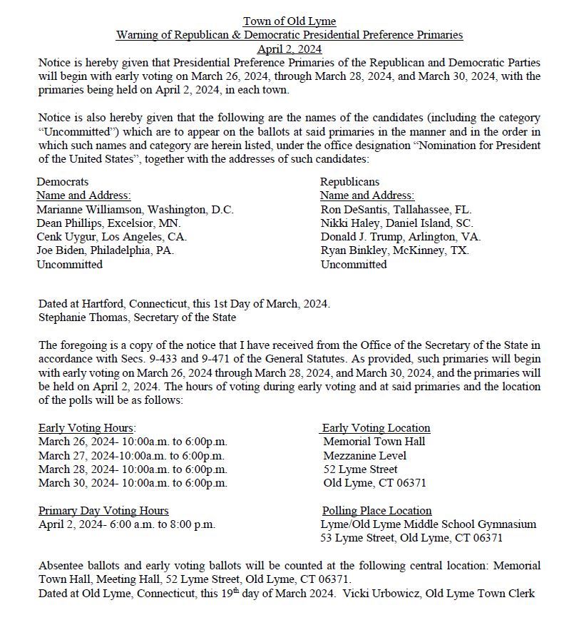 Warning of Presidential Preference Primaries