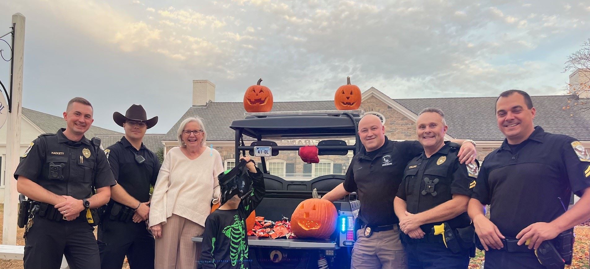 Old Lyme Police on Lyme Street on Halloween 